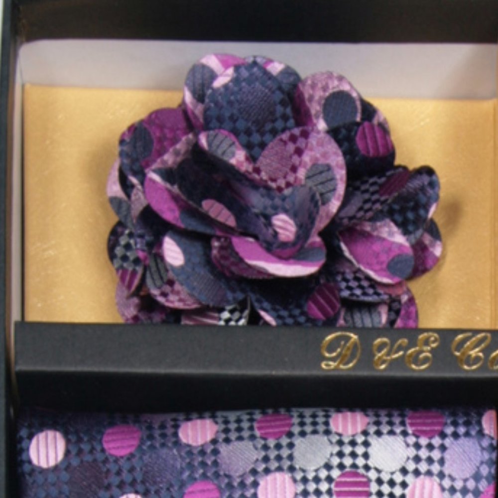 6 Piece Pink Purple Silver Necktie & Bow Tie Set - Picture 3 of 6